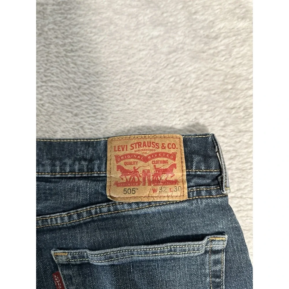 Levis 505 Mens Blue Straight Jeans Size‎ 32x30 Cotton Denim Pants